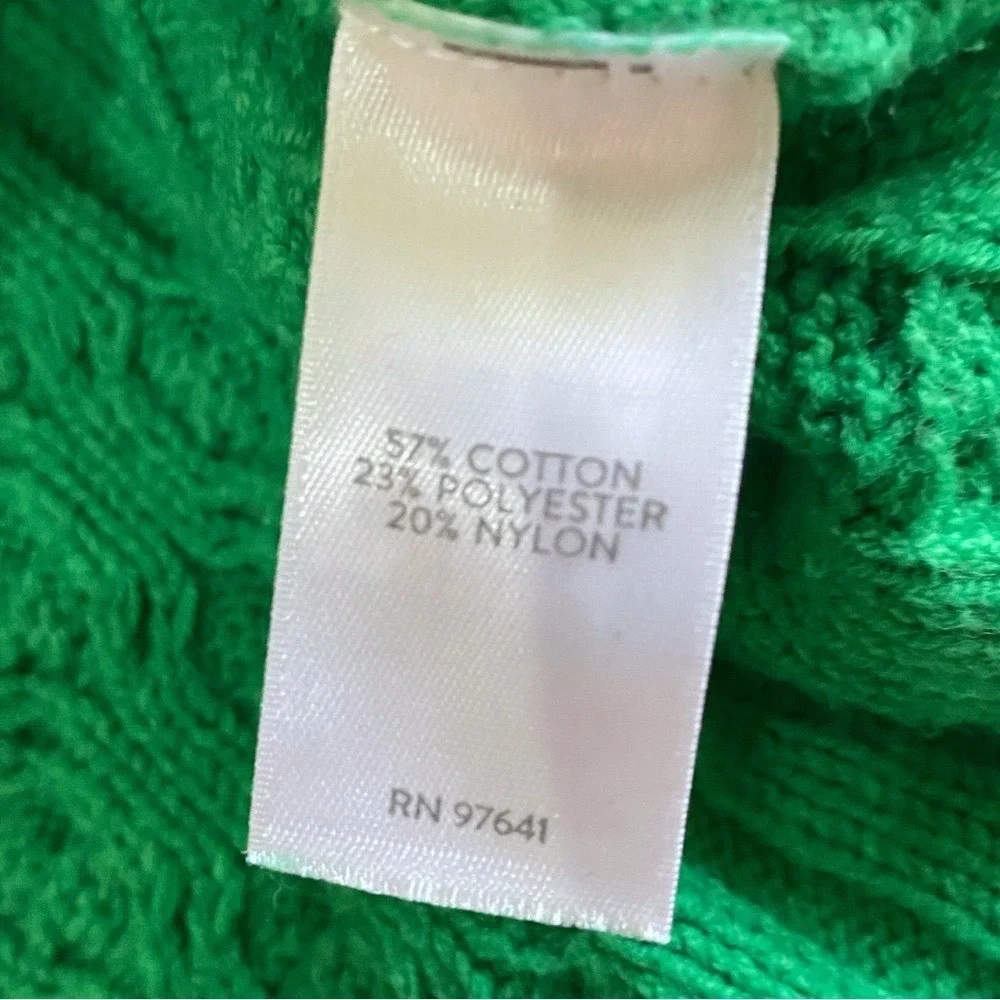 j. jill Meadow Green Cotton Blend Oversized Collared Cable‎ Knit Sweater XS